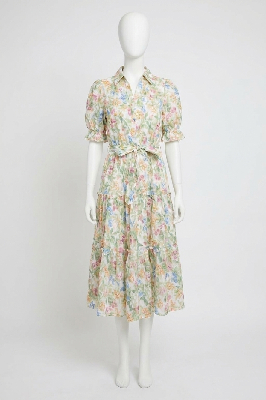 NEW FATE summer sweetness tiered midi dress in white